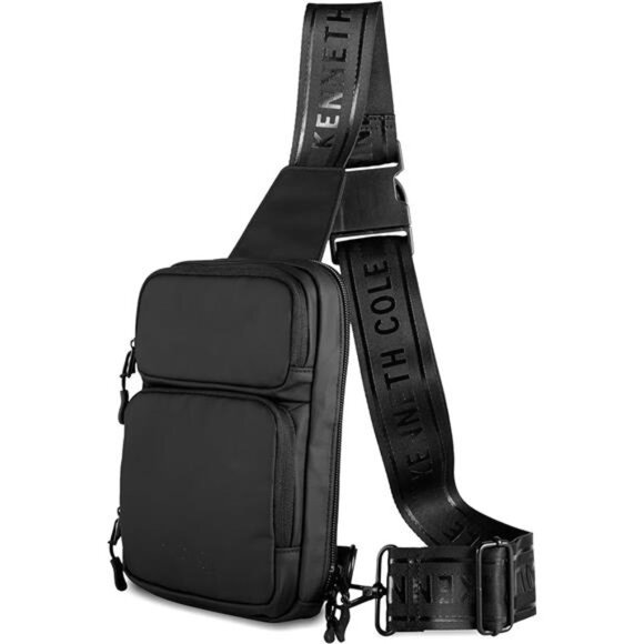 Black Tech Crossbody Bag Men Lightweight Durable Tablet Travel Shoulder Bag - Picture 7 of 7